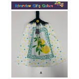 Crochet Top Hand Towel / Tea Towel - Lemons and Green Mosaics Crochet Top Hand Towel / Tea Towel - Lemons and Green Mosaics